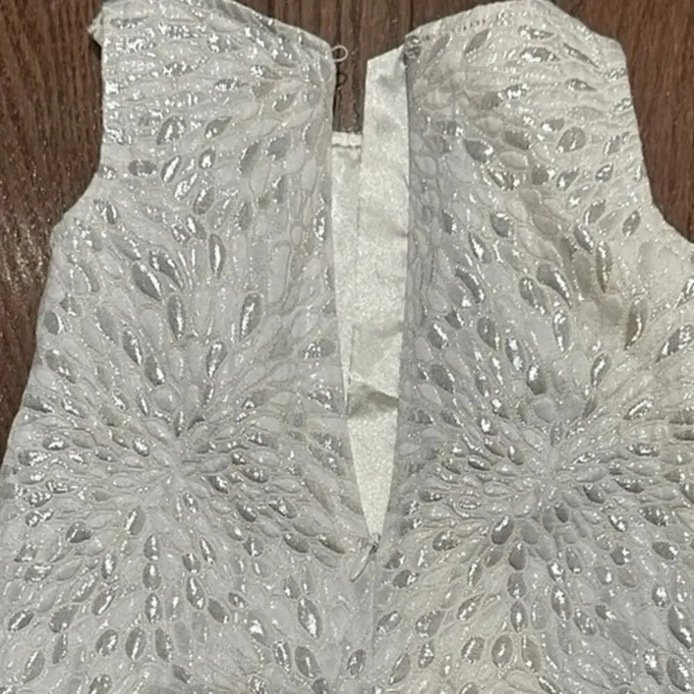 Baby Gap  12-18 Months WHITE & SILVER SLEEVELESS Floral Shimmer Dress | EUC